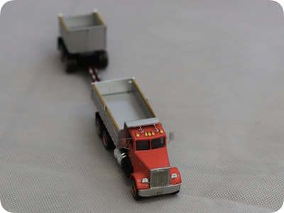 LKW mit Anhänger - 3d gedruckt und lackiert - Modellbau