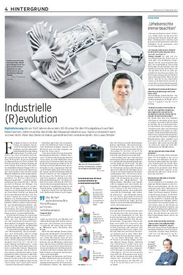 Zeitungsartikel aus der Stuttgarter Zeitung Industrielle (R)evolution - 3D-Druck